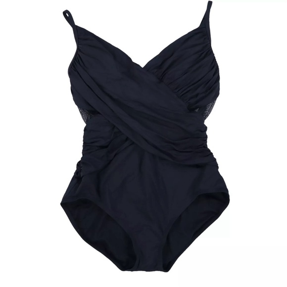 Contours by Coco Reef Sterling V-Neck Bra Sized Underwire Black One-Piece - Picture 3 of 11